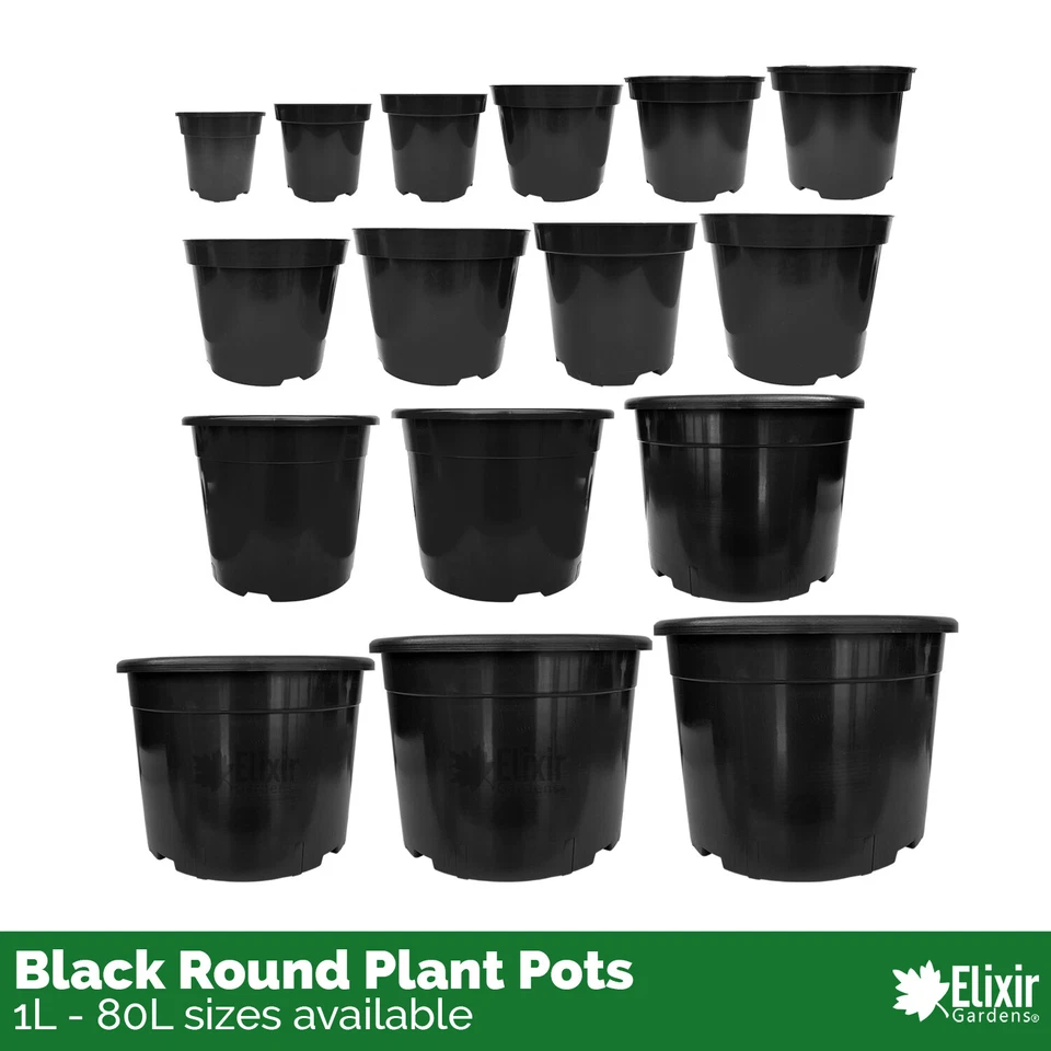 Strong Black Recycled Plastic Garden Plant Pot Flower Pots in Various Sizes - Image 1 of 1