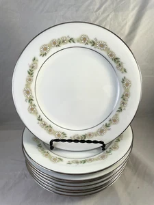 Noritake Trilby Bread & Butter Plates 6-3/8" White/Grey Daisies #6908--8 Pieces - Picture 1 of 3