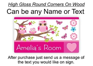 Bedroom Room Door Sign, Owl Family Plaque any name Gift for Girl - Picture 1 of 4