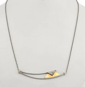 Collier- 750 Gelb-Gold + 950 Platin - 1 Brillant - Bild 1 von 7