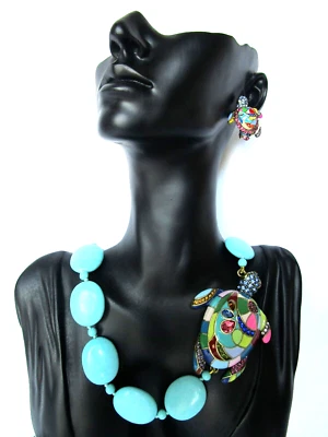 Heidi Daus Crystal Enamel Jewelry Set Multicolor Crystals Necklace Earrings NWT - Image 1 of 4