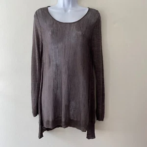 Eileen Fisher Brown Sheer Long Sleeve Tunic Womens Small - Picture 1 of 6