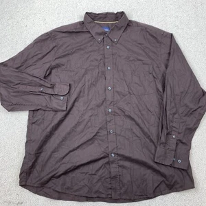 Basic Editions Button-Down Shirt Men's 2XL Long Sleeve Brown Chest Pocket - Picture 1 of 8