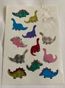 Vtg Dinosaur Prism Stickers Holographic Kawaii 90s 80s Brontosaurus Stegosaurus - Picture 1 of 7