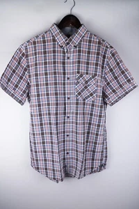 Peak Performance Men Casual Shirt Short Sleeves Brown Check Cotton size L - Picture 1 of 6
