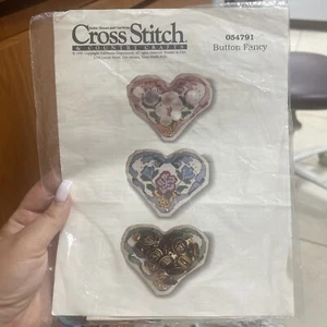Bottone punto croce e artigianato country fantasia 054791 cuori - Foto 1 di 2
