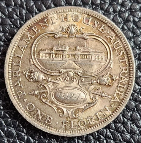 1927 Australia Florin Silver Coin Canberra Parliament House KM# 31 - VF # 29895 Cover