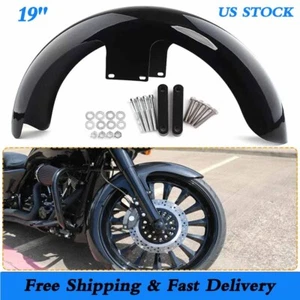 19" Wrap Vivid Black Front Fender For Harley Touring CVO Road Street Glide US - Picture 1 of 13
