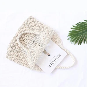 Rope Grid Woven Without Lining Hand-woven Beach Bag Hollow Out Bag Tote Bag - Picture 1 of 11