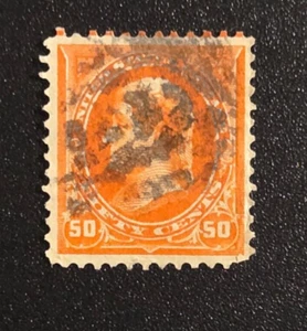Scott 260, used 50 cent orange Jefferson, no WMK, BV $140.00 - Picture 1 of 2