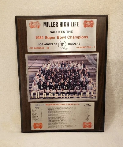 Los Angeles *Raiders* 1984 NFL Super Bowl Champs‐ Miller High Life Wooden Plaque Cover