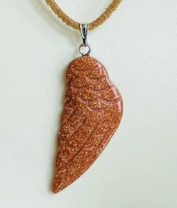 Edelsteinanhänger, Goldfluss, Engelsflügel, 3,5 x 1,5cm, Schmuck, Kette - Bild 1 von 3