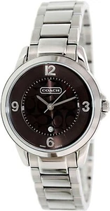 Reloj de vestir para mujer Coach 14500862 clásico de firma tono plateado esfera marrón - Imagen 1 de 1