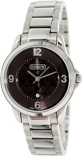 Orologio elegante da donna Coach 14500862 firma classico tono argento quadrante marrone