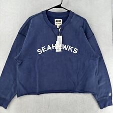 Seattle Seahawks Sweater Womens XL Blue Tailgate Retro Style Crew Sweatshirt
