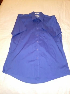 复古男孩 John Weitz 蓝色短袖 Btn 前衬衫 16 码 — 第 1/4 张图片