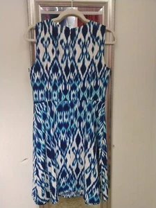 Women’s Size 8 AB STUDIO Sleeveless Dress, Blue & white dress size 8 Back Zip. - Picture 1 of 3