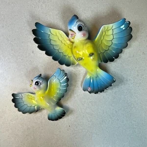 Norcrest Ceramic Bluebirds Mama with Baby Wall Plaques **Read Description - Picture 1 of 11