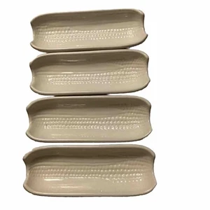 Pfaltzgraff #46 Set of Four Footed Corn on the Cob Dishes white - Picture 1 of 3