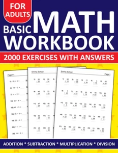 Basic Math Workbook for Adults Addition,Subtraction,Multiplication and Division - Picture 1 of 12