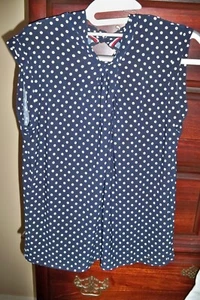 Tommy Hilfiger Womens Black White Polka Dot Sleeveless Blouse Top Size Small - Picture 1 of 9