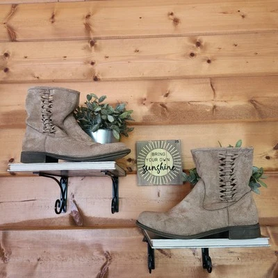 Dolce By Mojo Moxy Jody Tan Suede Ankle Pull On Bootie Boot Braided Heel Sz 10 M - Image 1 of 4