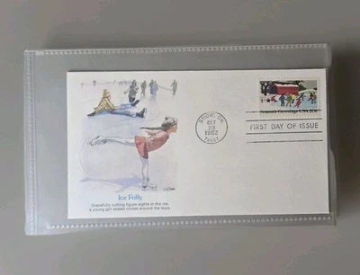 FDC Ice Folly 1982 Patinaje sobre Hielo Niña Primer Día de Emisión Navidad Foto 1 de 4