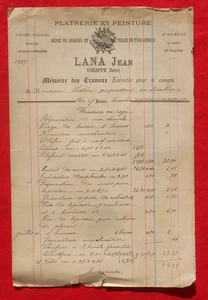 VOREPPE (Isère )  1889  - LANA Jean  - Platrerie et Peinture  ! - Bild 1 von 2