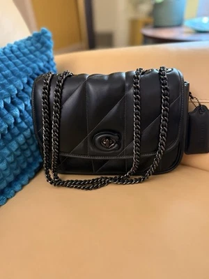 Bandolera/bolso de hombro COACH Madison acolchado almohada todo cuero negro Foto 1 de 4