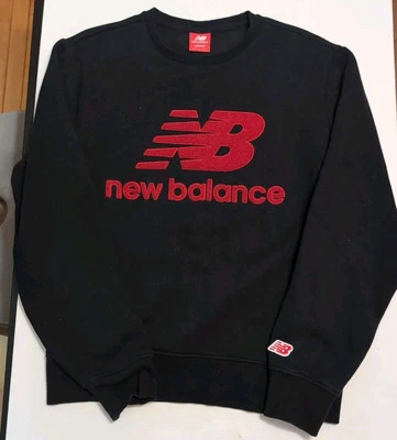 New Balance Women Sweatshirt Medium Black With Red NB Logo Chenille Embroidered - Image 1 of 4