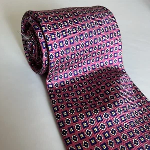 Vintage Polo Ralph Lauren Silk Geometric Pink Squares Diamonds Necktie Tie USA - Picture 1 of 11