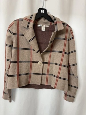 Chaqueta corta para mujer Max Studio talla mediana encubierta a rayas de otoño. O-12 Foto 1 de 4