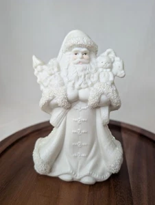 Vintage Weihnachtsmann Weihnachtsmann weiß Glitzerborte Figur 6" K's Collection - Bild 1 von 5