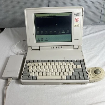 Notebook Toshiba Satellite T1910 com Carregador e Mouse Vintage FUNCIONA LER - Imagem 1 de 4