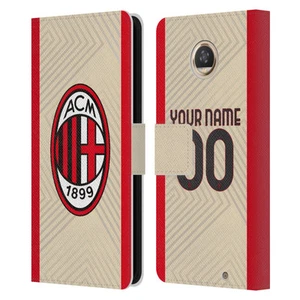 CUSTOM PERSONALIZED AC MILAN 2022/23 KIT LEATHER BOOK CASE FOR MOTOROLA PHONES 2 - Picture 1 of 8