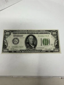 1928 A $100 Federal Reserve Note, Chicago Redeemable In Gold # 10034 - Picture 1 of 8