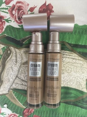 2~Maybelline Dream Radiant 90 HONEY BEIGE Liquid Hydrating Foundation HTF READ* - Image 1 of 3