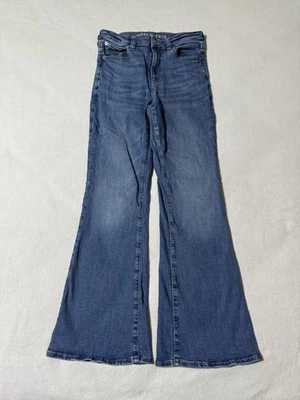 American Eagle Jeans Women's 8 Blue Super Hi Rise Flare Stretch Denim - Image 1 of 4
