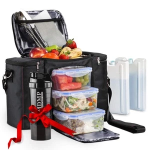 Lunch Bag Box For Men Women 3 Large Food Containers 45 Oz 2 Big Reusable Ice - Picture 1 of 8