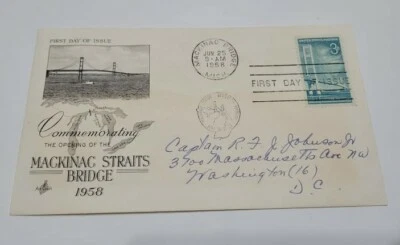 USA America FDC First Day of Issue Mackinac Bridge 1958 - Image 1 of 2