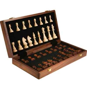 Chess Wooden Set Big Folding Traditional Handwork Chessboard Family Board Game - Picture 1 of 6