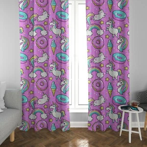Caticorn Window Curtains colorful Girly Drapery Curtain Panels unicorn nursery - Picture 1 of 3