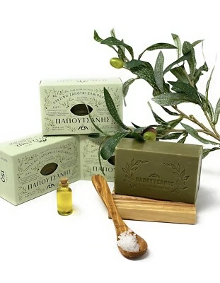 Jabón de barras de aceite de oliva griego puro Papoutsanis, 8,8 oz, paquete de 4 (250 g) Foto 1 de 4