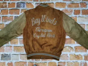 Chevignon Vintage Leather Jacket Bay Winds Crystal Rock Suede Size XL Tip Top - Picture 1 of 10