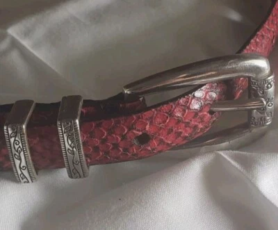 Brighton Classic Women's Belt Red Faux Snakeskin On Leather C3612  Size M 30"  - Image 1 of 4