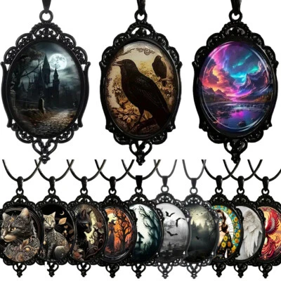 Collar Colgante Gótico Joyería Vintage Negro Naturaleza Animal Victoriano Foto 1 de 4