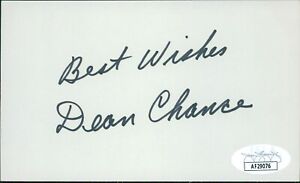 Dean Chance California Angels Signed 3x5 Index Card JSA Authenticated