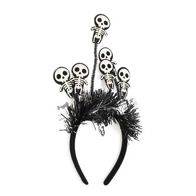 Classic Skull Man Pattern Headband for Halloween 4.72" Diameter Black White 1 Pc - Image 1 of 4
