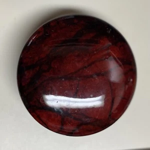 Hand-Carved Italian Brown/Red Alabaster - Hinged Trinket Box - Italy - Picture 1 of 8