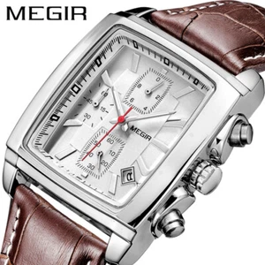 MEGIR Watch Men Sport Luxury Rectangle Quartz Military Waterproof Luminous 2028 - Picture 1 of 6